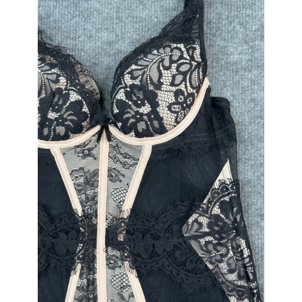 Ann Summers Black Lace Bustier Corset Top 34B Underwire Sheer Mesh - Picture 8 of 15